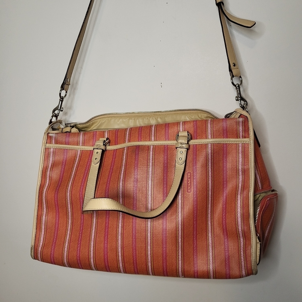 Coach Baby Diaper Bag Multi Orange Stripe Large Bag